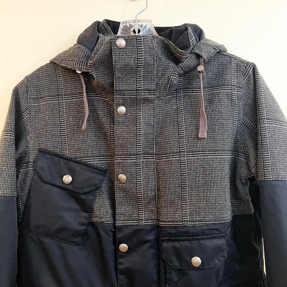 Burton Black Plaid Colorblock Ski Snowboarding Winter Outdoor Snow Coat Small - Picture 6 of 13